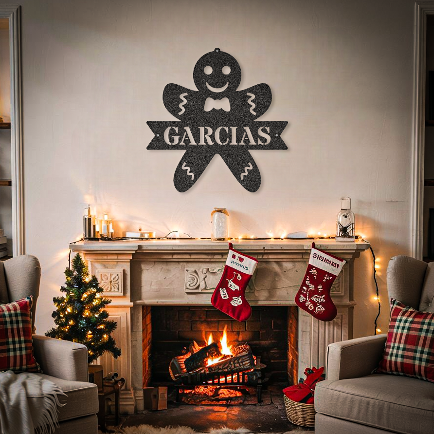 Family Name Gingerbread Christmas Sign