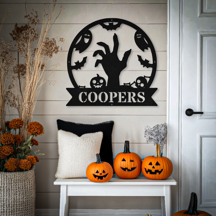 Family Name Halloween Zombie Hand Sign