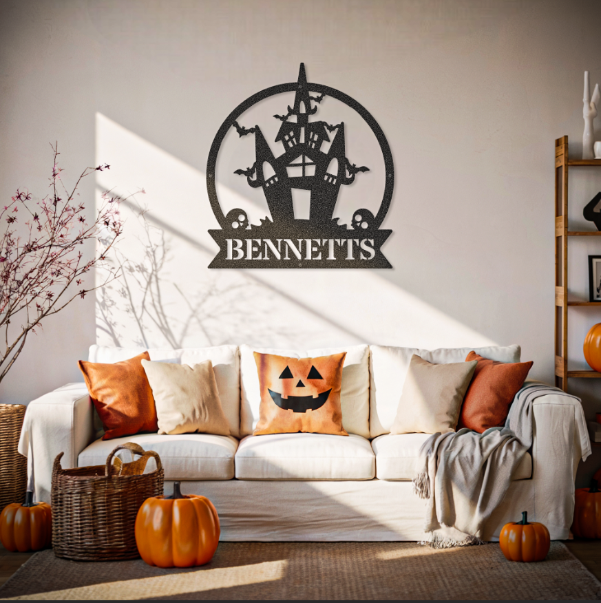 Family Name Halloween Haunted House Sign