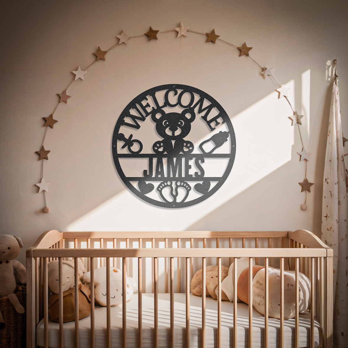 Teddy Bear Custom Name Welcome Newborn Sign