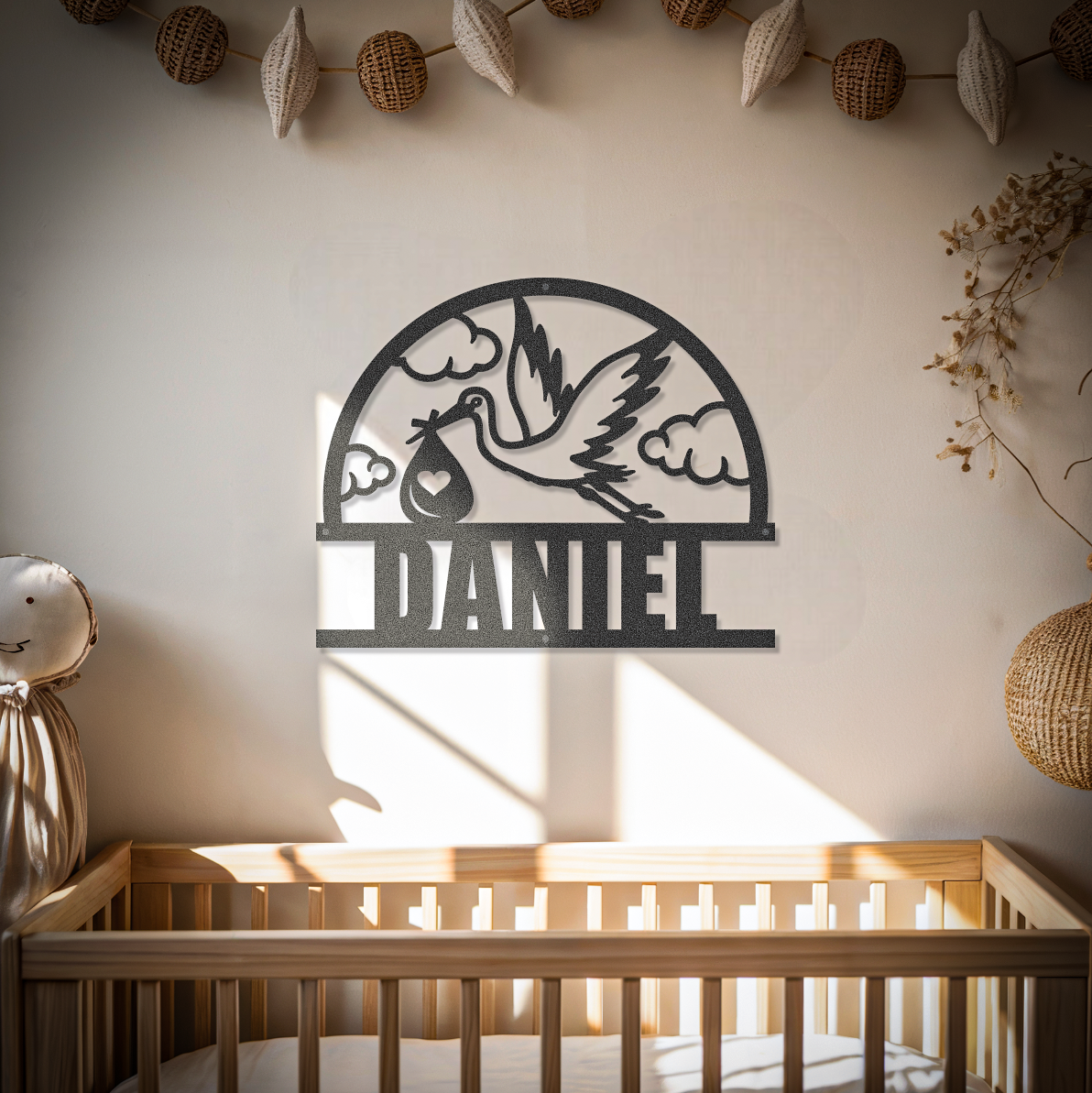 Stork Baby Custom Name Newborn Sign