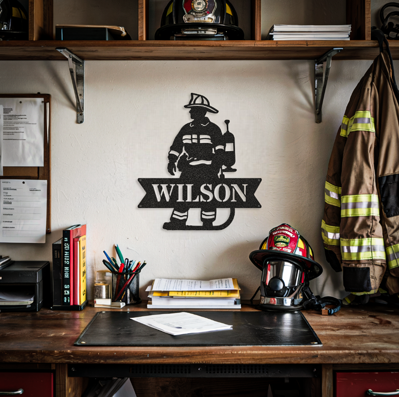 Customized Name Firefighter Sign