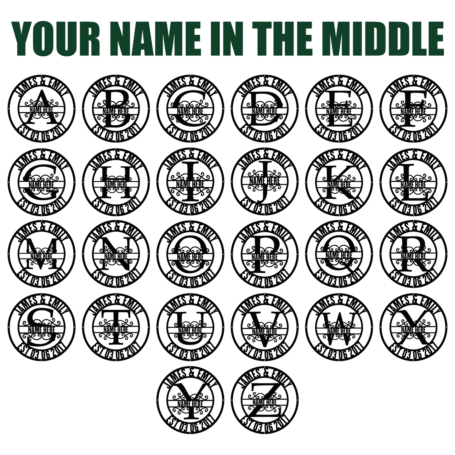 Couple Family Name Monogram