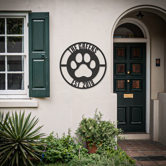 Dog Paw Family Custom Name Pet Sign