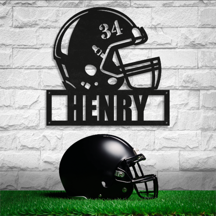 Personalized Name Football Helmet Sign