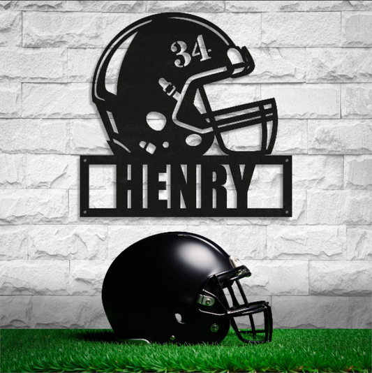 Personalized Name Football Helmet Sign