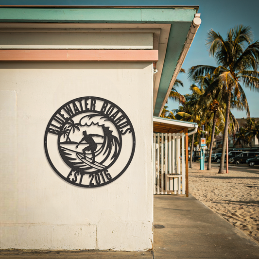 Surfer Wave Beach Custom Text Surfing Sign
