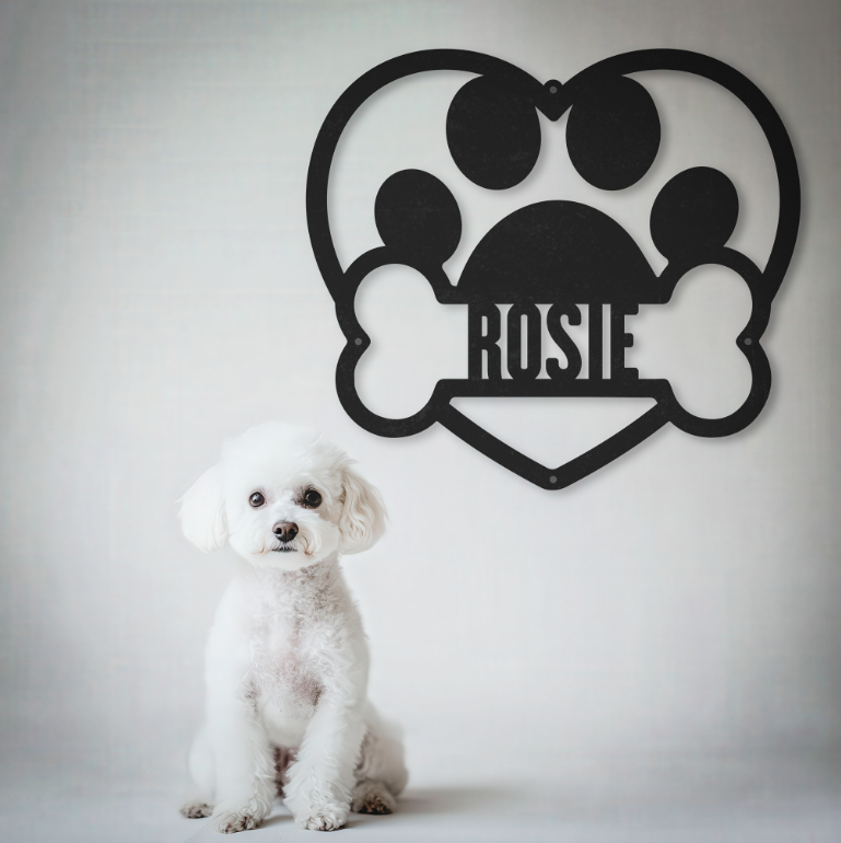 Customized Name Dog Paw Sign