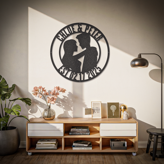 Loving Couple with Custom Names Valentine Sign