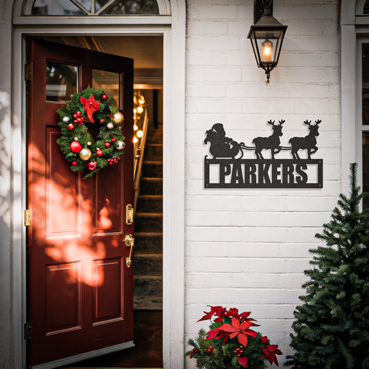 Family Name Santa Christmas Sign