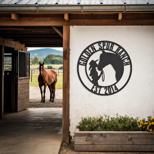 Horse Custom Text Farm Animal Stable Sign