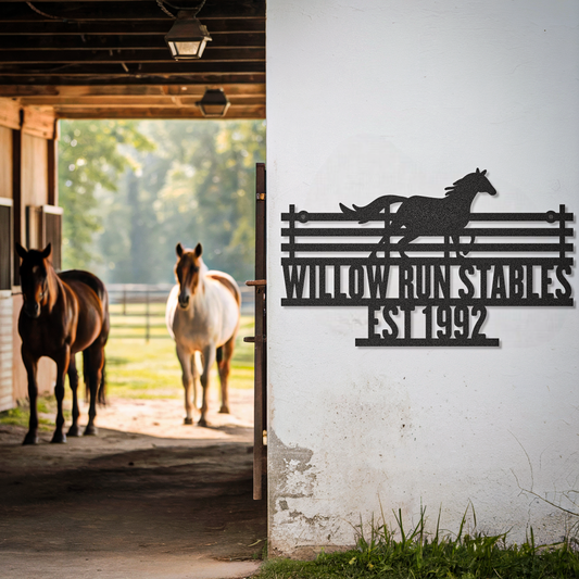 Horse Custom Text Farm Animal Stable Sign