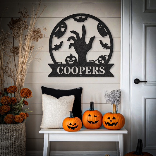 Family Name Halloween Zombie Hand Sign