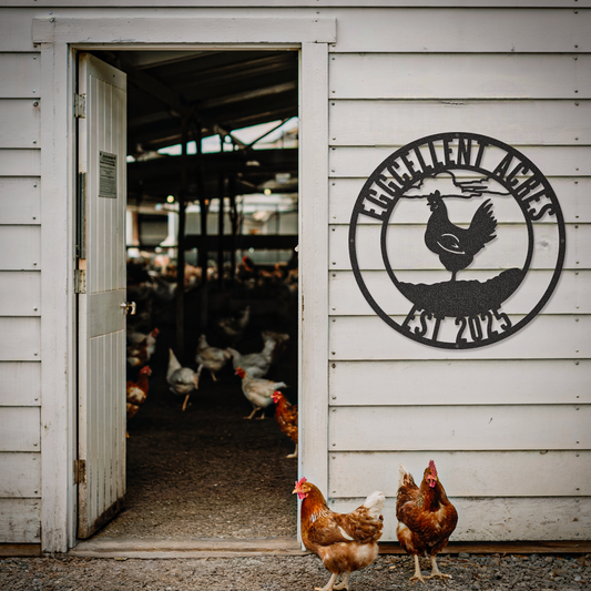 Rooster Custom Text Farm Animal Chicken Coop Sign