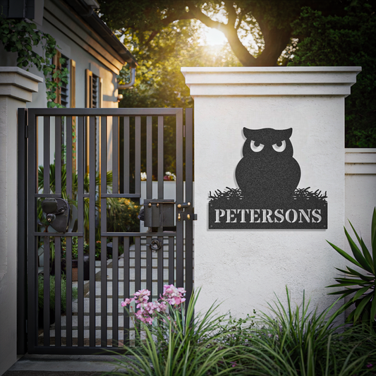Family Name Halloween Owl Sign