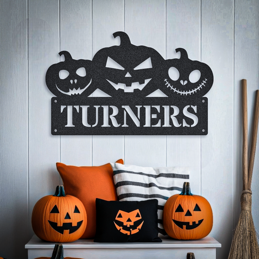 Family Name Halloween Pumpkins Sign