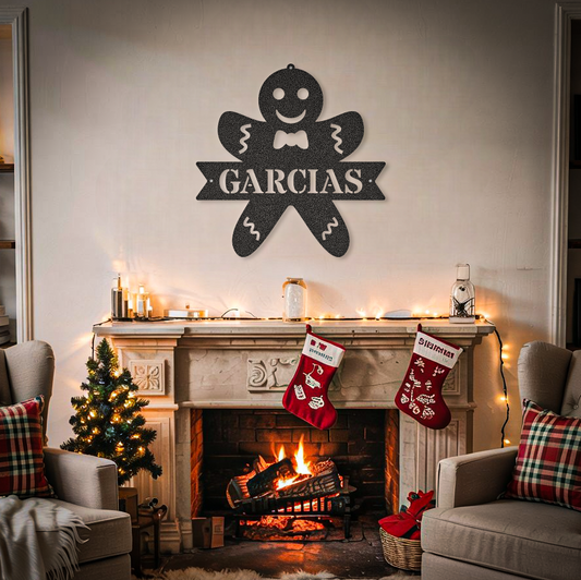 Family Name Gingerbread Christmas Sign