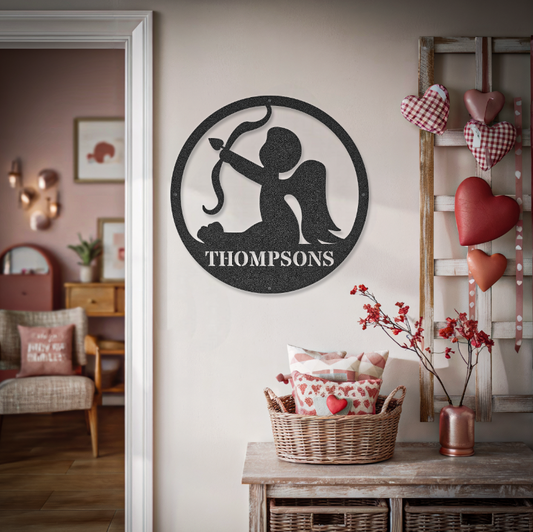 Family Name Cupid Valentine's Day Sign