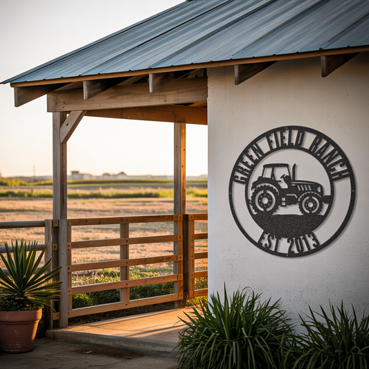 Tractor Custom Text Farm Sign