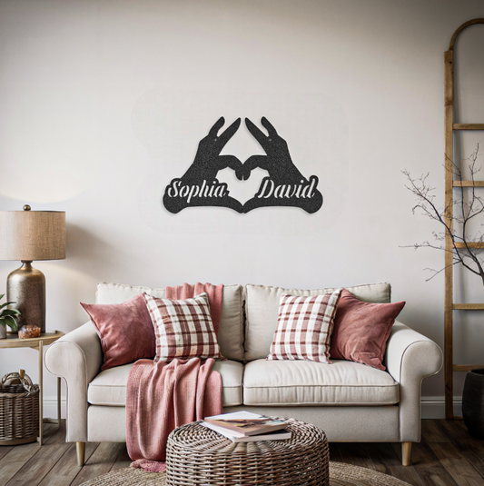 Customized Names Heart Hands Sign