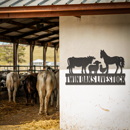 Cow Sheep Chicken Horse Custom Text Farm Animals Sign