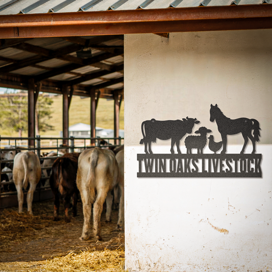 Cow Sheep Chicken Horse Custom Text Farm Animals Sign