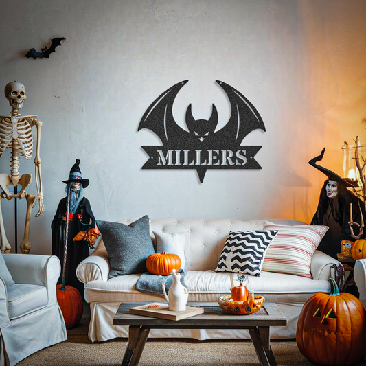 Family Name Halloween Bat Sign