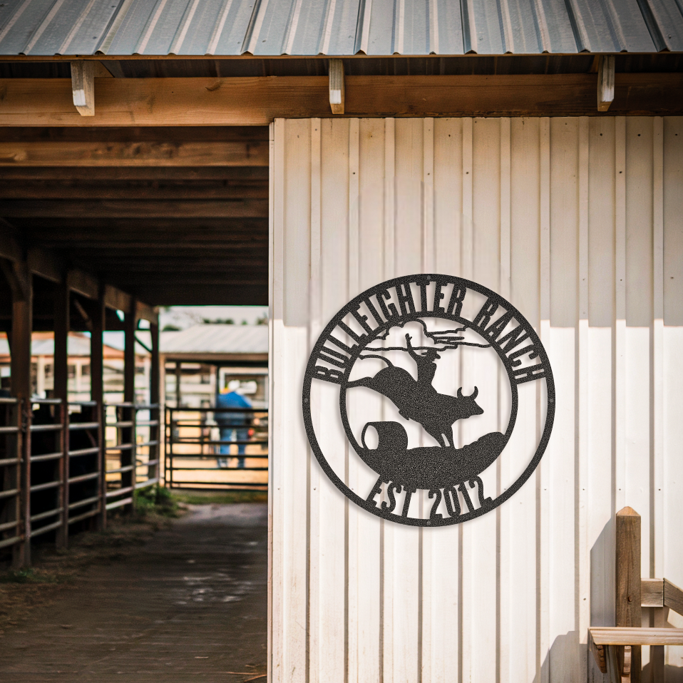 Bull Rider Custom Text Rodeo Cowboy Sign
