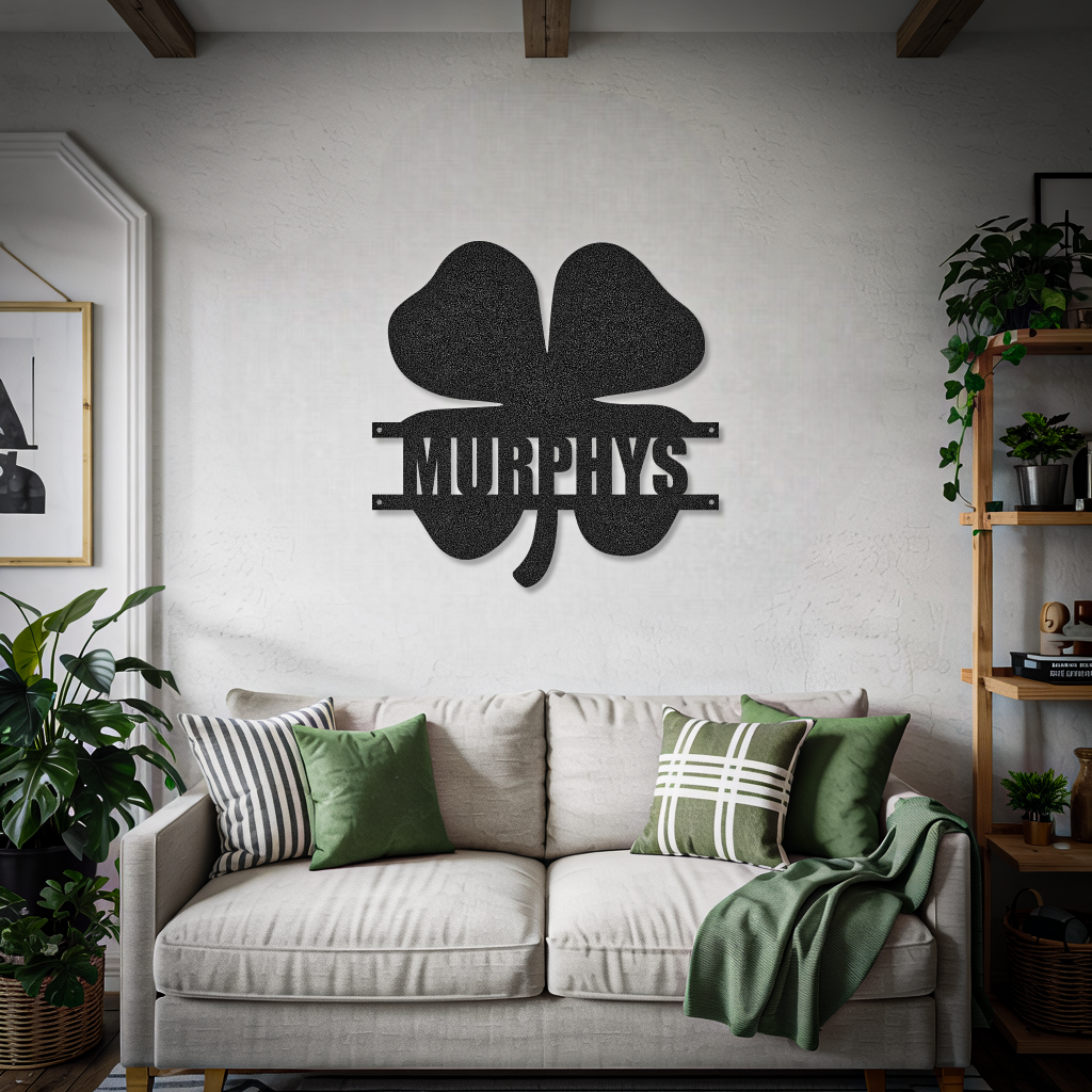 Family Name Leaf Clover Saint Patrick's Day Sign