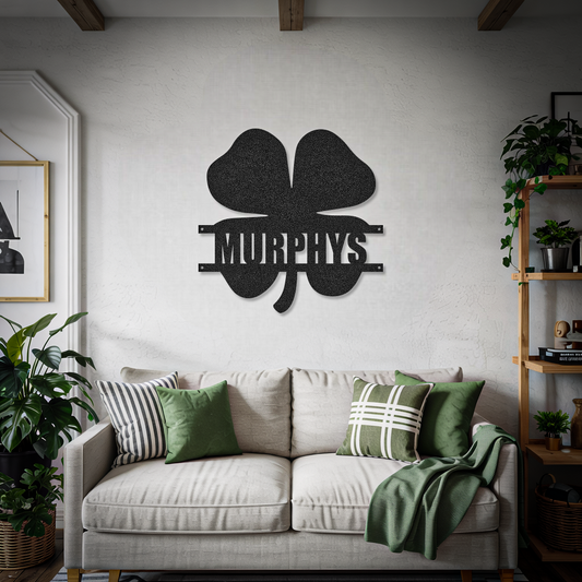 Family Name Leaf Clover Saint Patrick's Day Sign
