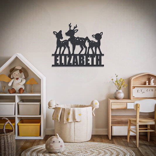 Three Deer Custom Name Kids & Newborn Sign