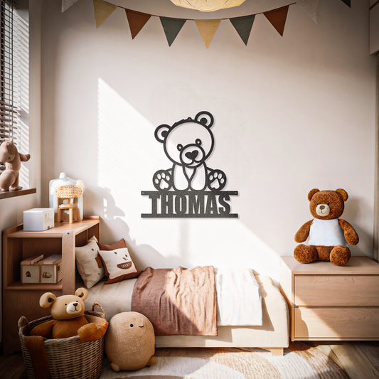 Teddy Bear Custom Name Kids & Newborn Sign