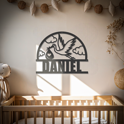 Stork Baby Custom Name Newborn Sign