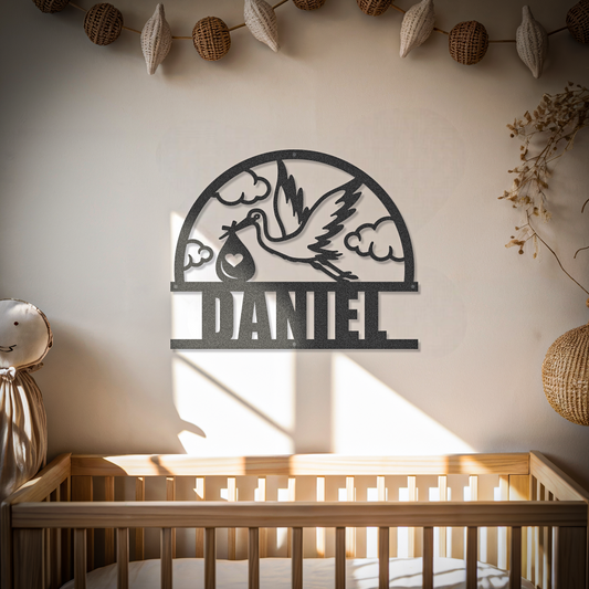 Stork Baby Custom Name Newborn Sign