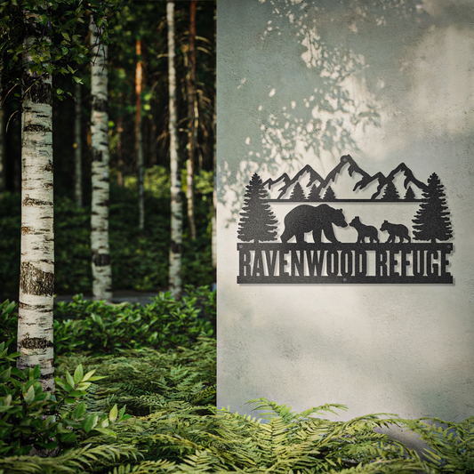 Bear & Cubs Family Custom Text Forest Sign