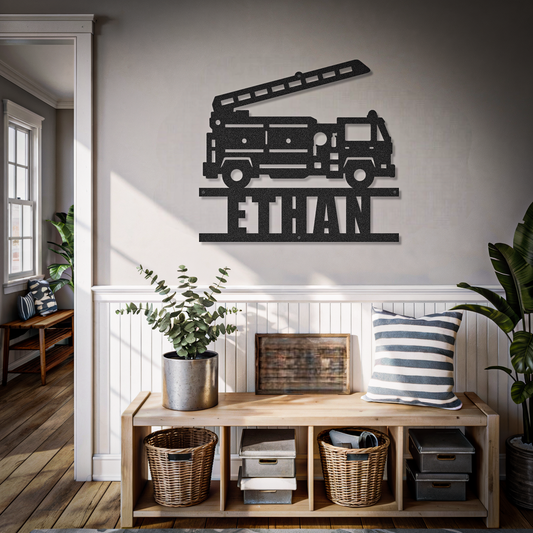 Firefighter Truck Custom Text Sign