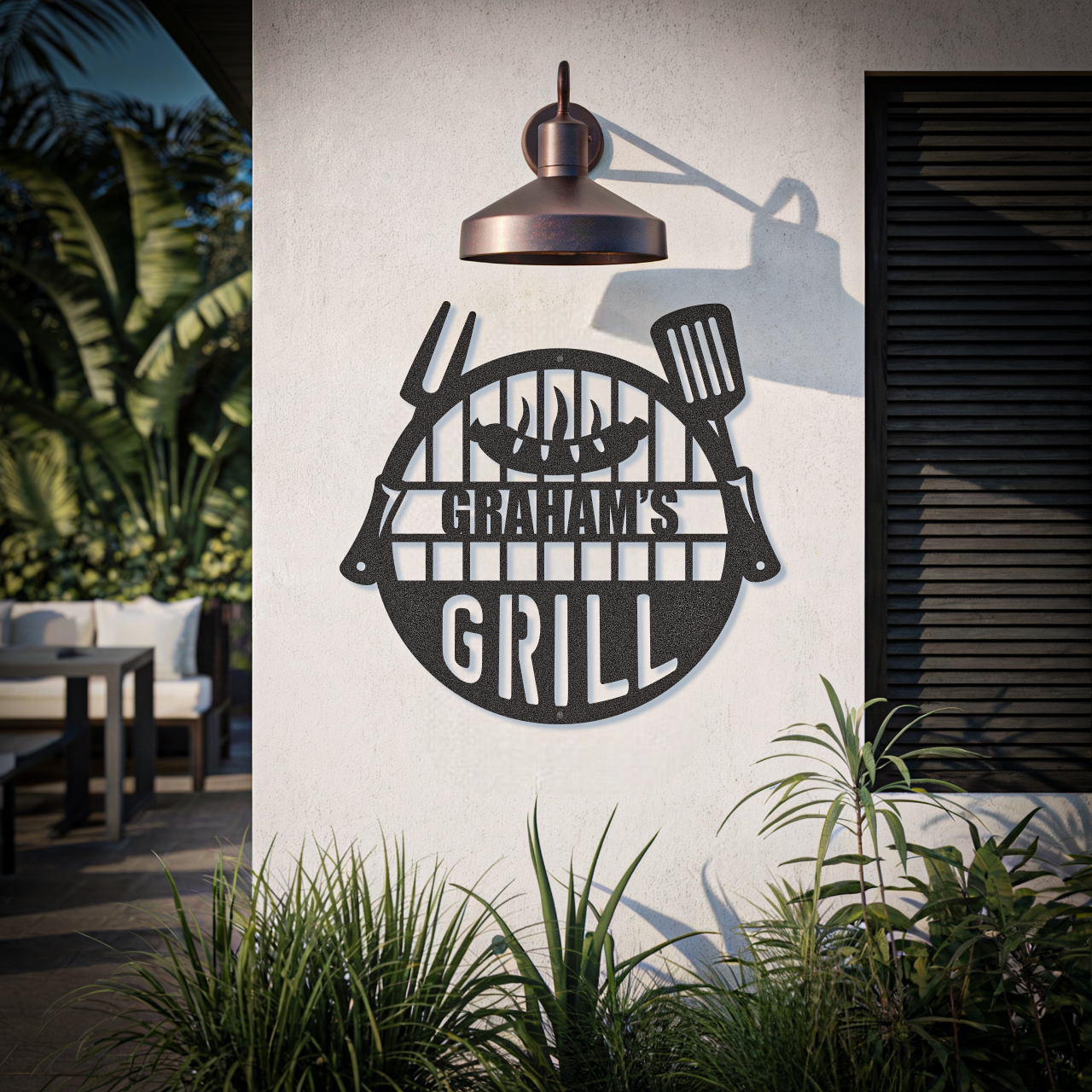 BBQ Party Grill Custom Name Grilling Sign
