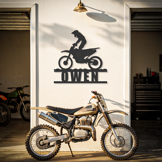 Motorcycle Dirt Biker Custom Name Motocross Sign